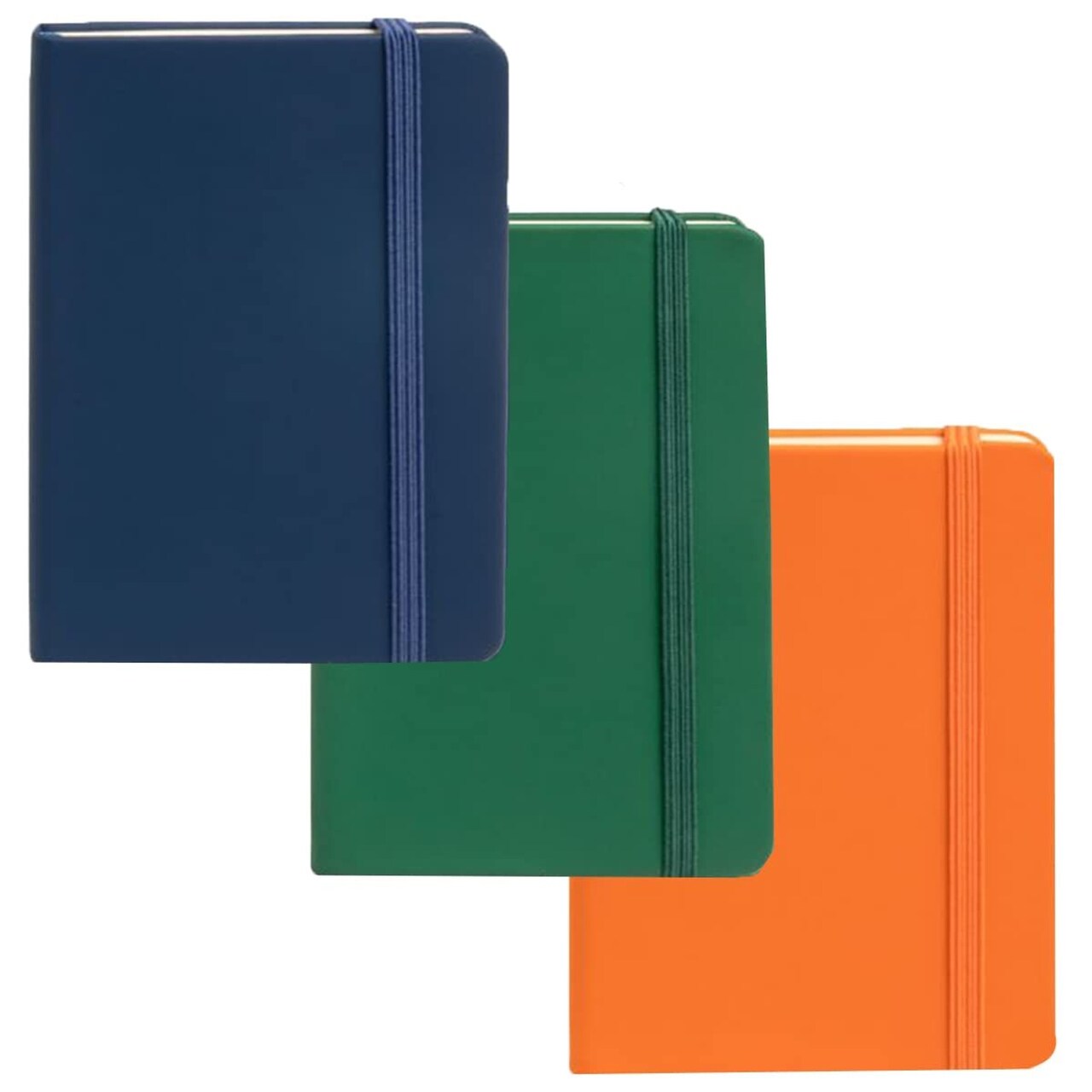 Simply Genius A6 Pocket Size Mini Notebooks with Hardcover - Ruled Small Journal Set for School, Home & Office - 124 pages (3.7" x 5.7") with Inner Pocket (Orange/Green/Navy, 3 Pack)
